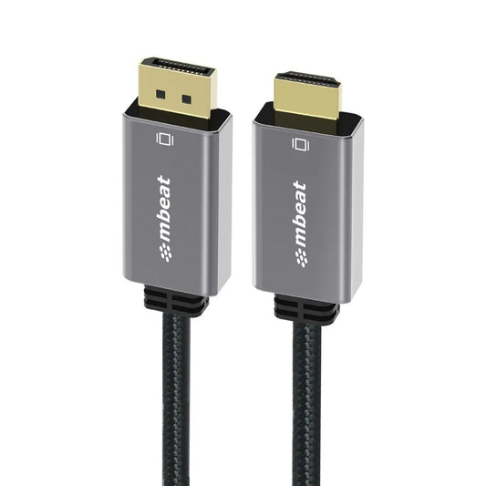 mbeat Tough Link 1.8m 4K/60Hz Display Port to HDMI Cable - Space Grey - Mekamart Australia