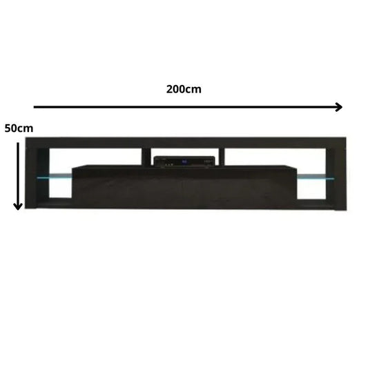 Modern TV Cabinet Living Room Furniture 200cm Black - Mekamart Australia