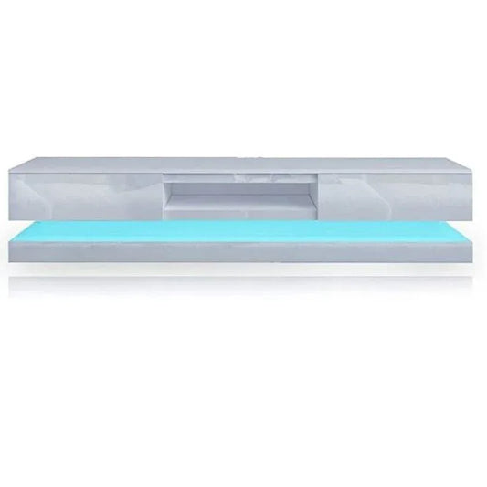 Modern High Gloss LED RGB TV Entertainment Unit with Storage 220cm - White - Mekamart Australia