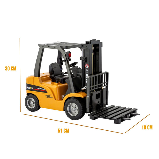 1:10 Scale 2.4G 8-Channel Metal Remote Control Forklift Construction Vehicle with Lifting Function & Sound - Mekamart Australia