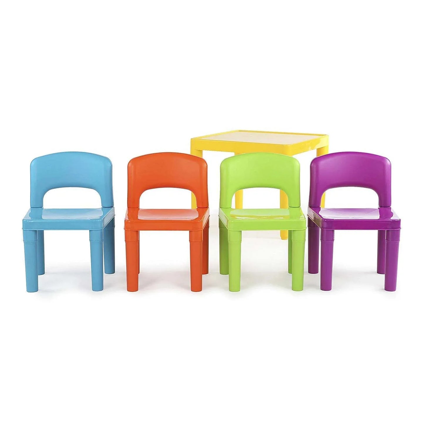 Kids Plastic 5-Piece Table & 4 Chairs Set (Multicoloured) - Mekamart Australia