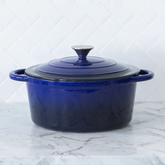 26cm Enamelled Cast Iron French Oven Casserole (4.7L) - Blue - Mekamart Australia
