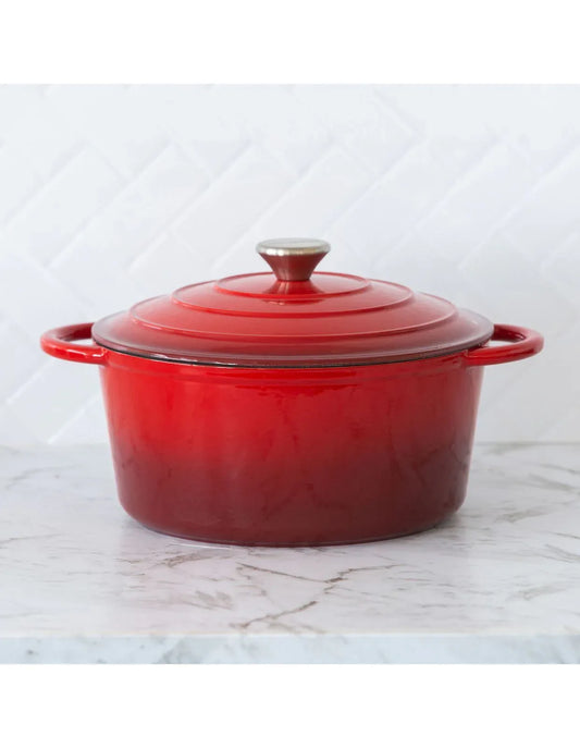 26cm Enamelled Cast Iron French Oven Casserole (4.7L) - Red - Mekamart Australia