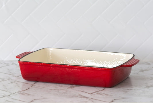 Enamelled Cast Iron 38.5x23cm Rectangular Roaster (3.4L) - Red