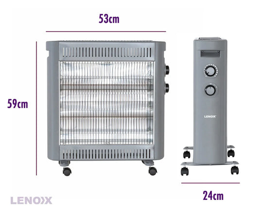 2200W Quartz Infrared Radiant Heater with Adjustable Thermostat and 2 Power Settings - Mekamart Australia