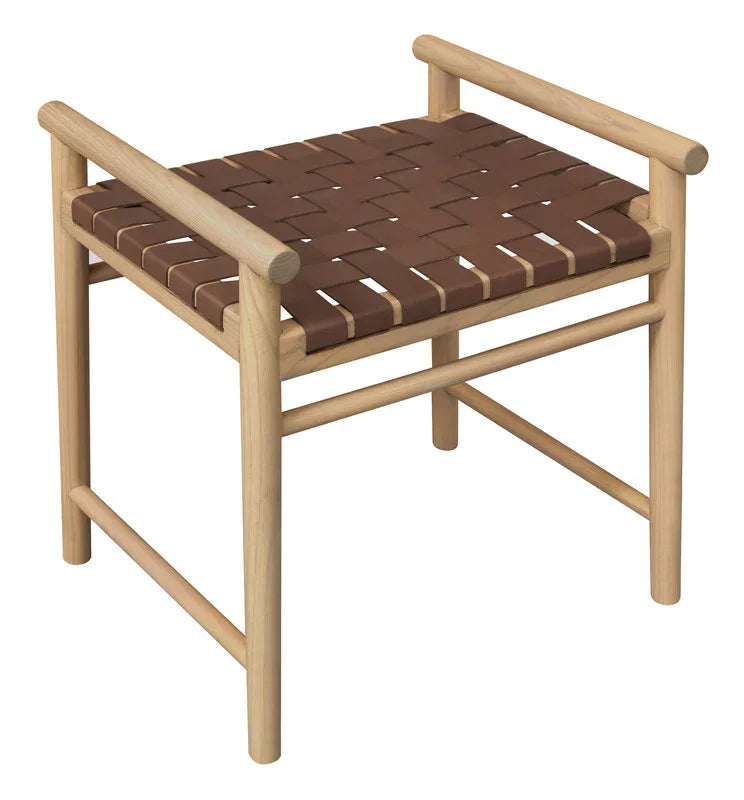 Elliot Single Seater Bench with Genuine Leather (Natural) - Mekamart Australia