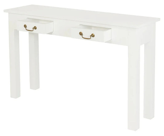 2 Drawer Straight Leg Sofa/Hall Table (White) - Mekamart Australia