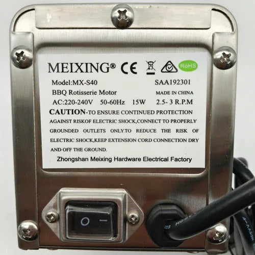 Electric BBQ Rotisserie Motor Spit Stainless Steel BBQ Campfire Motor AU Plug - Mekamart Australia