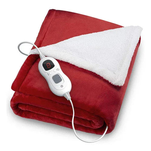 Double-side Flannel Heated Electric Throw Blanket Fast Heating Warm Washable red - Mekamart Australia