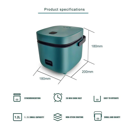 1.2L Mini Rice Cooker Travel Small Non-stick Pot For Cooking Soup Rice Stews - Mekamart Australia