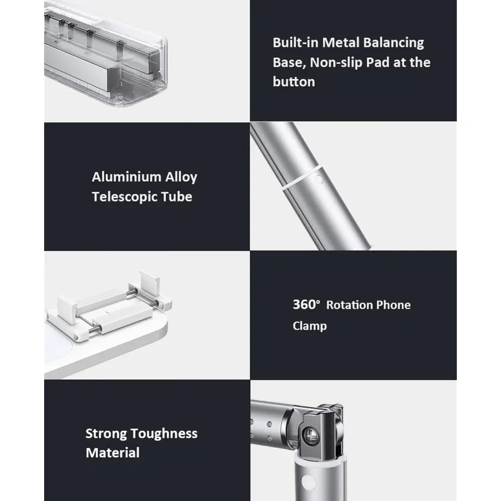 LED Portable Phone Holder Stand Wireless Remote Dimmable Selfie Fill Light Lamp White - Mekamart Australia