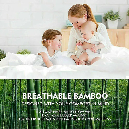 Bamboo Pillowtop Mattress Topper Luxury Bedding Mat Pad Protector Cover Queen 153 x 203 cm - Mekamart Australia