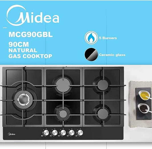 Gas Glass Cooktop 90cm Black - Mekamart Australia