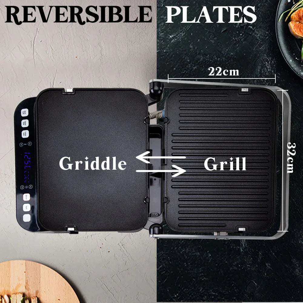 EUROCHEF EUC-CG7 Smart Multi Contact Grill Sandwich Panini Press Maker Fast Cafe Style - Mekamart Australia