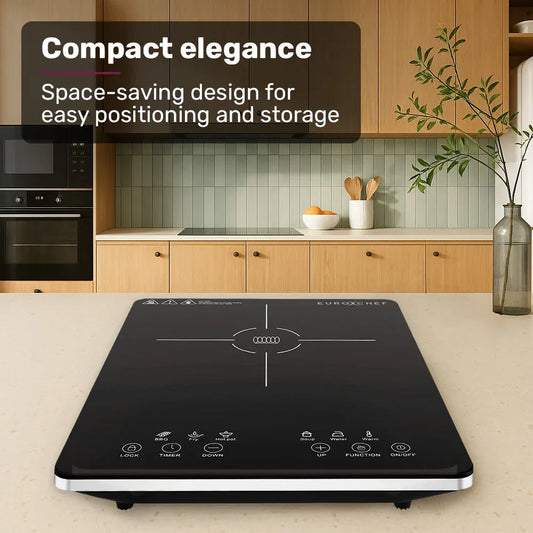 EUROCHEF Induction Cooktop, 2000W, 9 Heat Levels, Fast Electric Portable Cooker, Touch Controls - Mekamart Australia