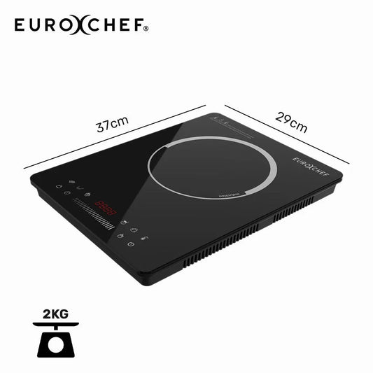 EUROCHEF Induction Cooktop, 2000W, 9 Heat Levels, Fast Electric Portable Cooker, Touch Controls with Slider - Mekamart Australia