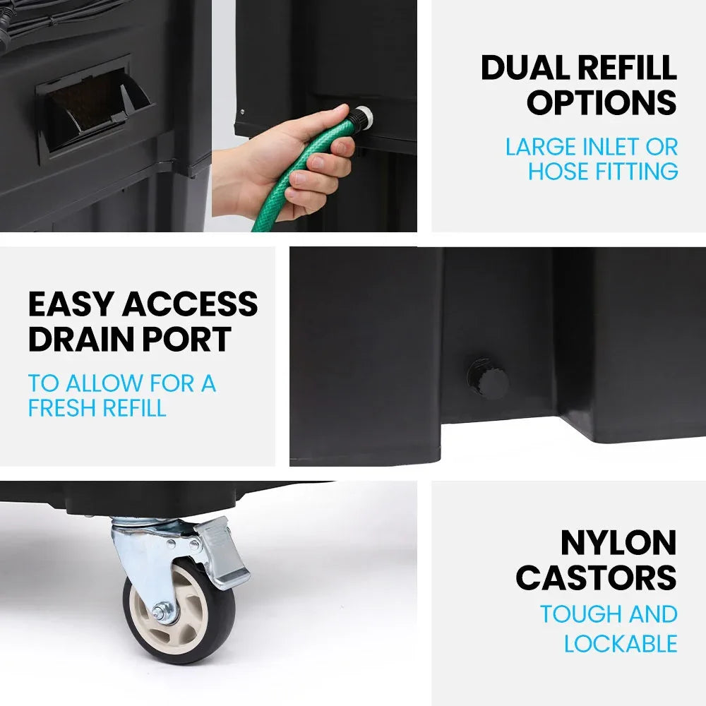 POLYCOOL 130L 750W Evaporative Air Cooler, Commercial Industrial Grade, Remote Control, Purifier, Fan - Mekamart Australia