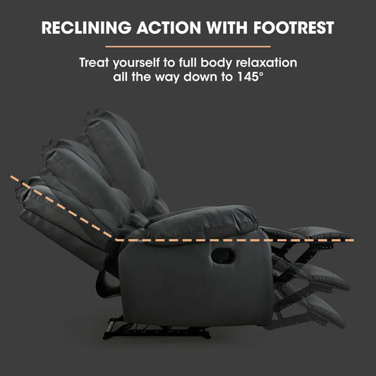 FORTIA Luxury Recliner Lounge Chair, Single Faux Leather Armchair, for Home Theatre Cinema, Elderly, Black - Mekamart Australia