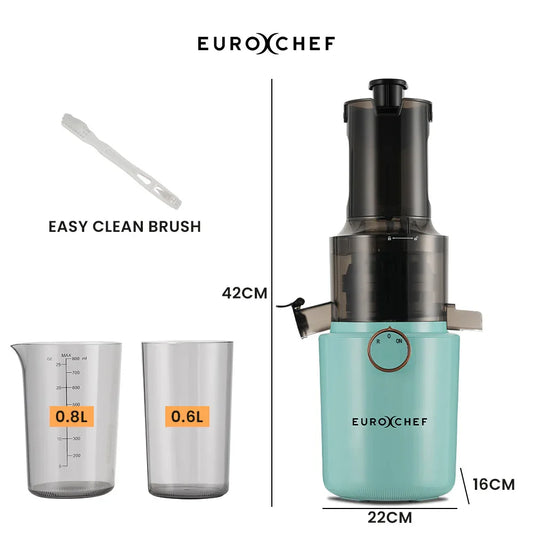 EUROCHEF Cold Press Slow Juicer Machine, Large Chute, 200W, Seafoam Green - Mekamart Australia