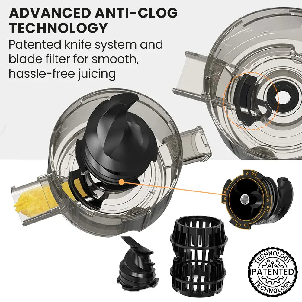 EUROCHEF Cold Press Slow Juicer Machine, Large Chute, 200W, White - Mekamart Australia