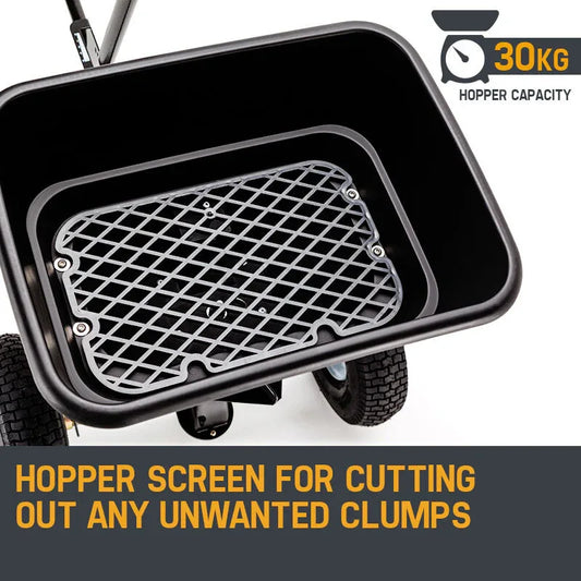 PLANTCRAFT Tow Behind Broadcast Spreader 30kg 26L Seed Fertiliser Tow Rotary - Mekamart Australia