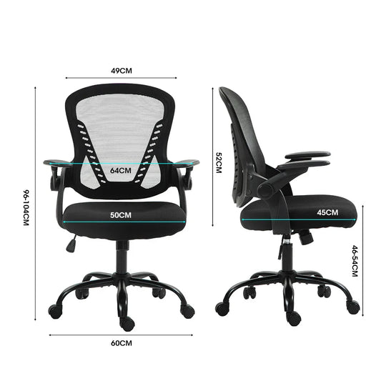 FORTIA Ergonomic Office Desk Chair, Coolmesh Fabric, Adjustable Recline, Black Mesh/Black Frame - Mekamart Australia