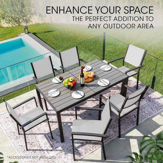 FORTIA 7pc Outdoor Dining Furniture Set, Table and Chairs Setting for Outside - Mekamart Australia