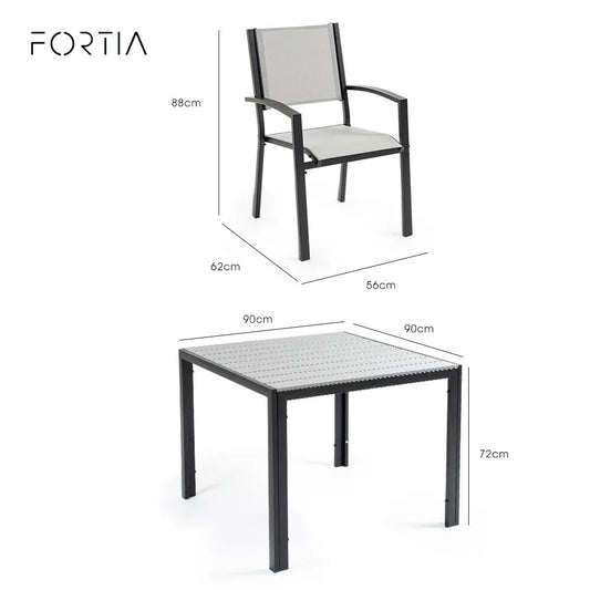 Fortia 5pc Outdoor Dining Furniture Set, 90 x 90cm Table and Chairs Setting for Outside - Mekamart Australia