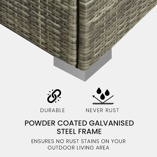 LONDON RATTAN 4 Seater Modular Outdoor Lounge Sofa Setting, Grey - Mekamart Australia