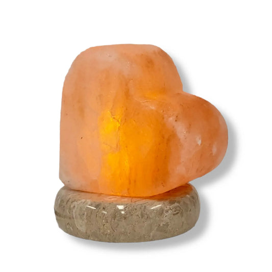 USB Himalayan Salt Lamp - Heart Love Carved Shape Pink Crystal Rock LED Light - Mekamart Australia