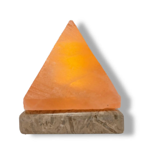 USB Himalayan Salt Lamp - Pyramid Triangle Carved Shape Pink Crystal Rock Light - Mekamart Australia