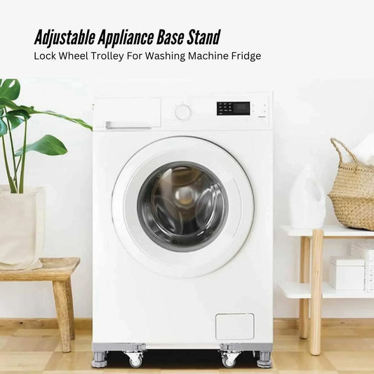 Adjustable Appliance Base Stand - Lock Wheel Trolley For Washing Machine Fridge - Mekamart Australia