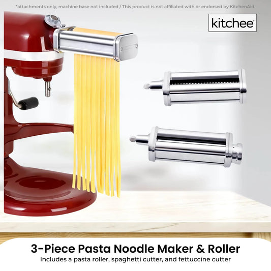 Kitchee Pasta Noodle Maker Roller Cutter Attachments - Compatible with KitchenAid Mixer - Mekamart Australia