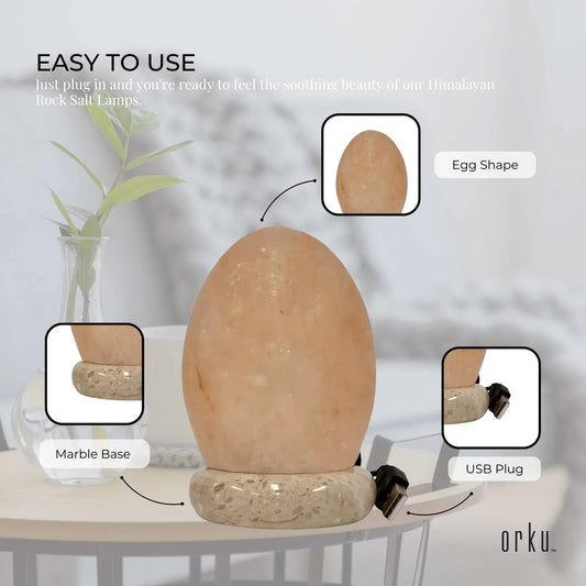 USB Colour Changing Egg Shape Himalayan Pink Salt Lamp Color Change LED Light - Mekamart Australia