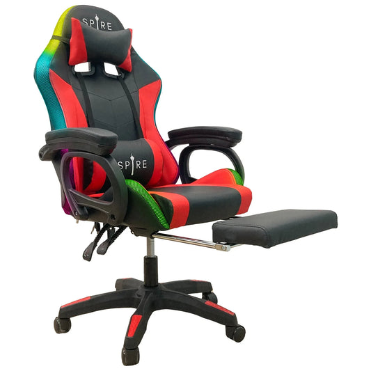 Intex Spire Onyx Led Massage Gaming Chair - Red And Black - Mekamart Australia