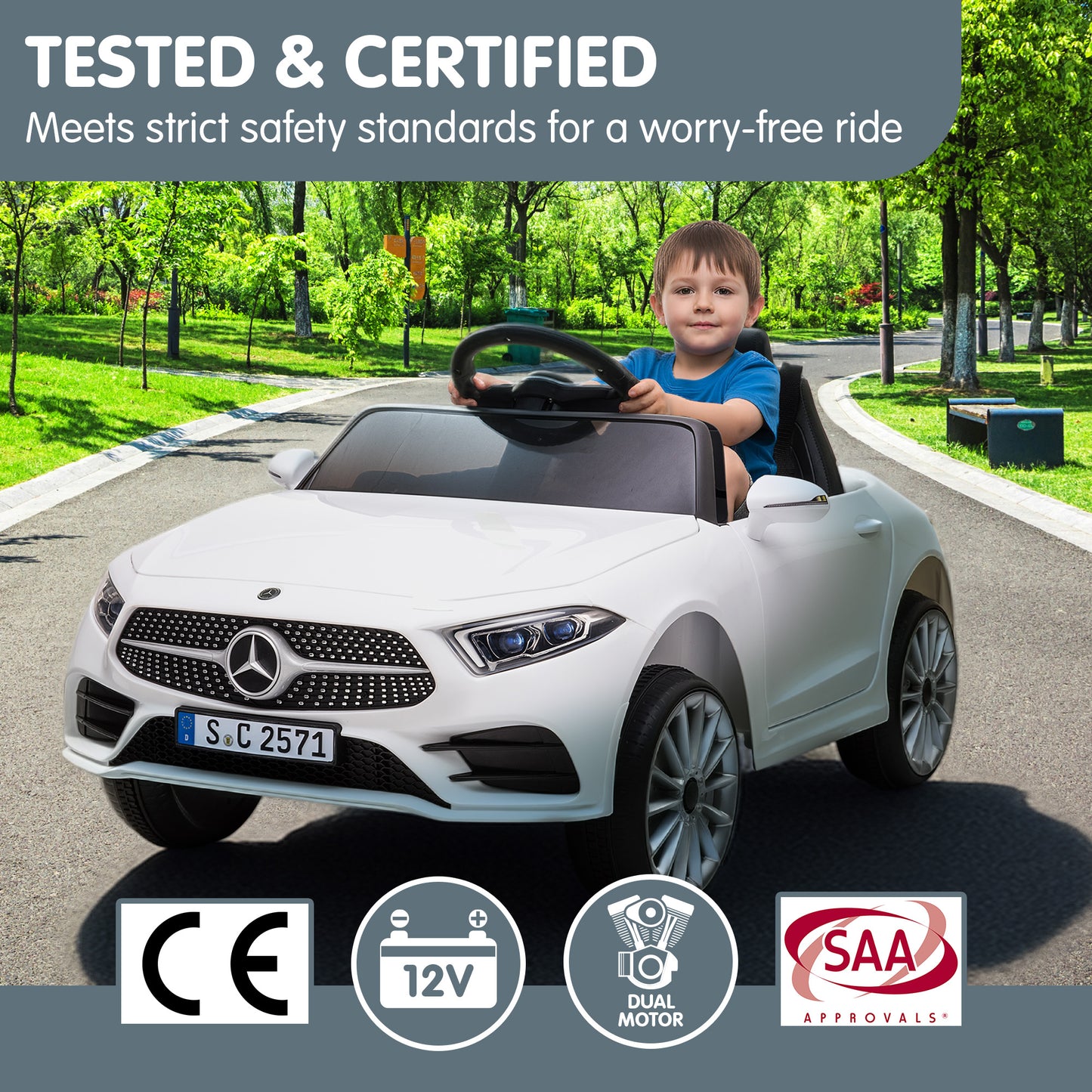 Kahuna Mercedes Benz CLS 350 Kids Electric Ride On Car with Remote Control - White