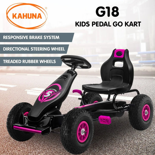 Kahuna G18 Kids Ride On Pedal Go Kart - Rose Pink - Mekamart Australia