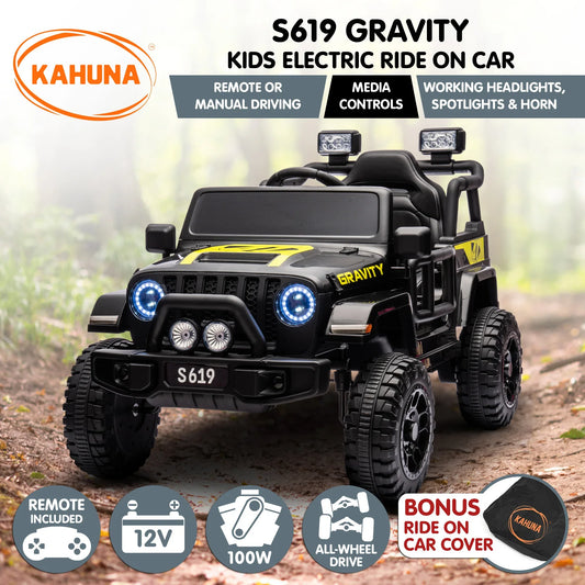 Kahuna S619 Gravity Kids Electric Ride On Car - Black - Mekamart Australia