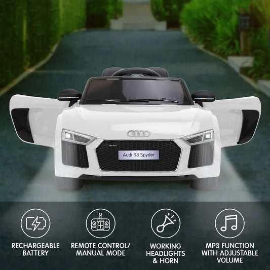 Kahuna Kahuna R8 Spyder Audi Licensed Kids Electric Ride On Car Remote Control - White - Mekamart Australia