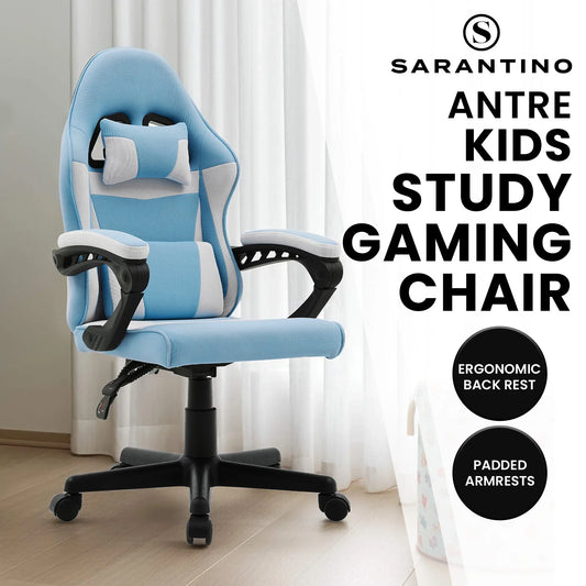 Sarantino Antre Kids Study Gaming Chair in Black and White Office Adjustable Height Chair - Mekamart Australia