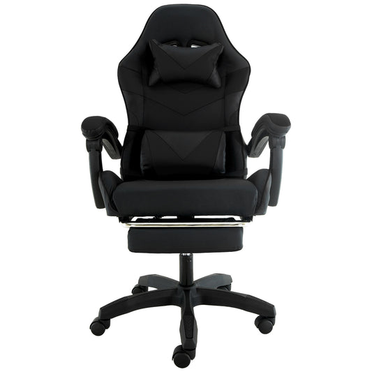 Sarantino Cueva Reclining High Back Office Gaming Chair Black Retractable Footrest Computer Seat