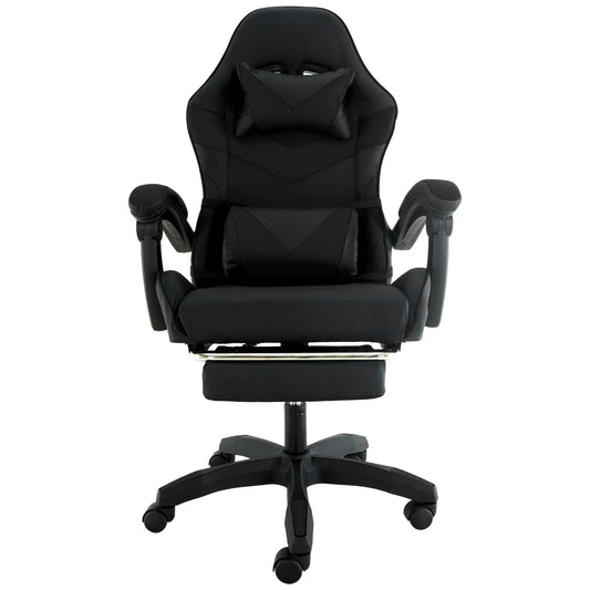 Sarantino Cueva Reclining High Back Office Gaming Chair Black Retractable Footrest Computer Seat - Mekamart Australia