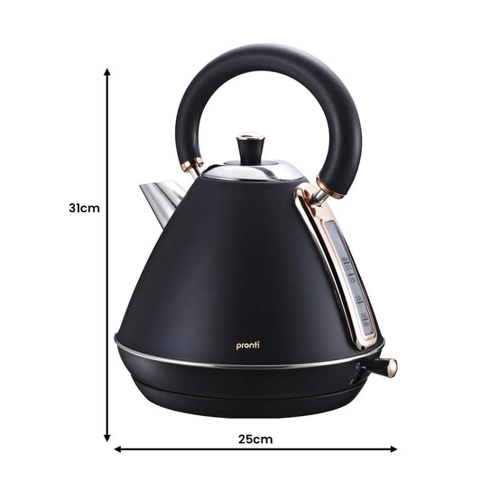 Pronti Toaster, Kettle & Coffee Machine Breakfast Set - Black - Mekamart Australia