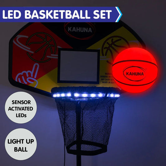 Kahuna Trampoline Led Basketball Hoop Set With Light-up Ball - Mekamart Australia