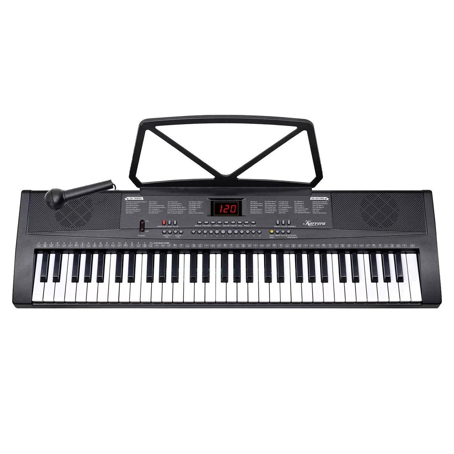 Karrera 61-key Electronic Led Keyboard 75cm Portable Piano In Black With Microphone Input, Headphone Output, 255 Timbres & Rhythms - Mekamart Australia