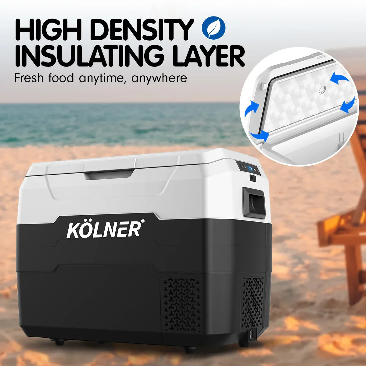 Kolner 40l Fridge Freezer Cooler 12/24/240v Camping Portable Esky Refrigerator - Black - Mekamart Australia