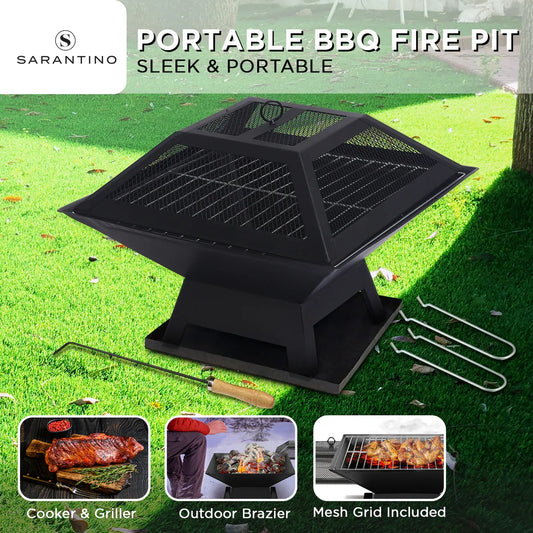 Wallaroo Portable Outdoor Fire Pit for BBQ, Grilling, Cooking, Camping - Mekamart Australia