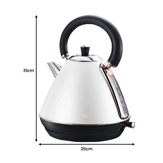 Pronti 1.7l Rose Trim Collection Kettle - White - Mekamart Australia
