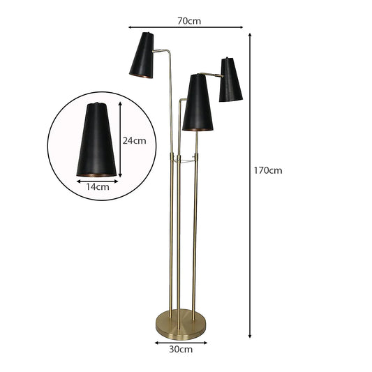 Sarantino Three Metal Shade Floor Lamp - Mekamart Australia
