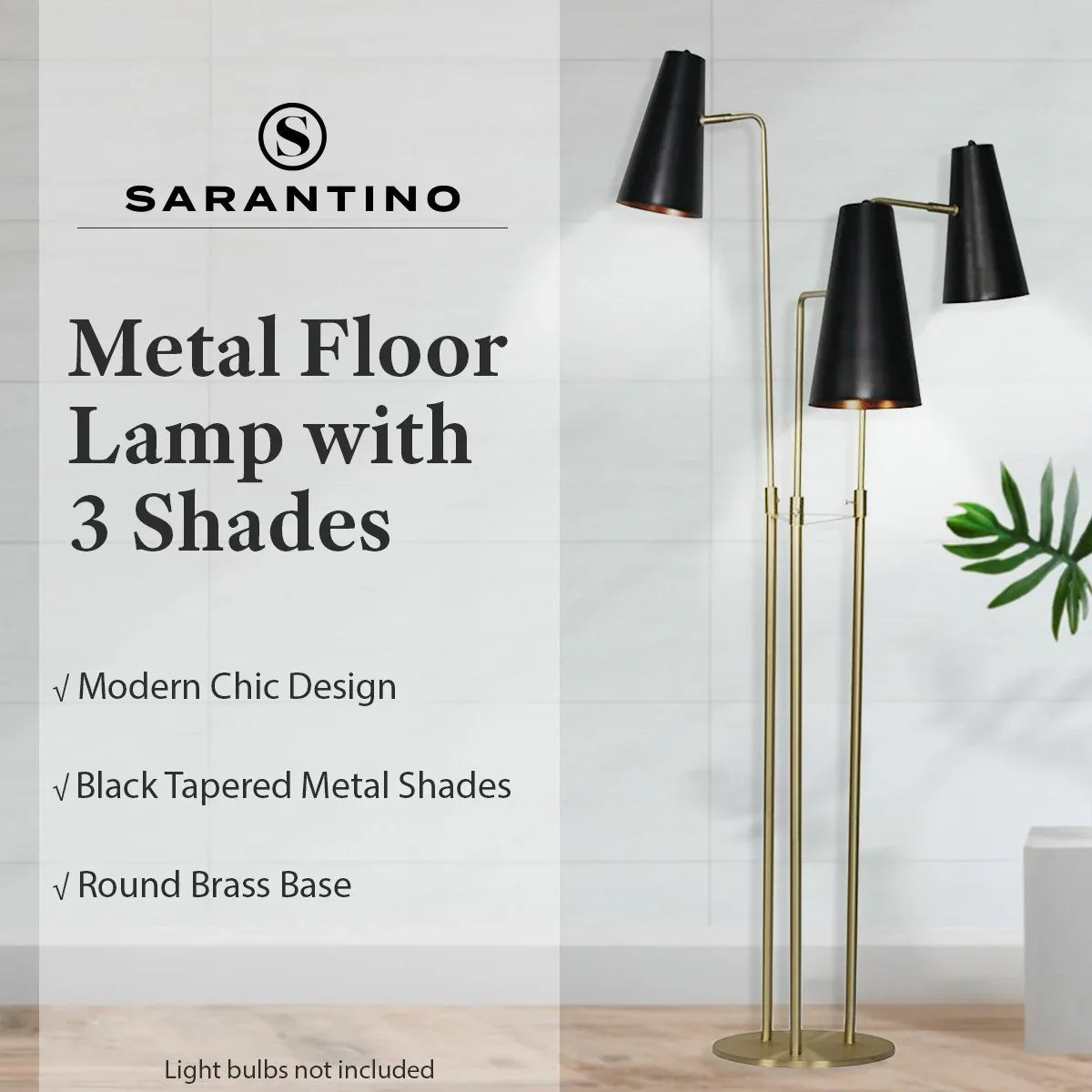 Sarantino Three Metal Shade Floor Lamp - Mekamart Australia